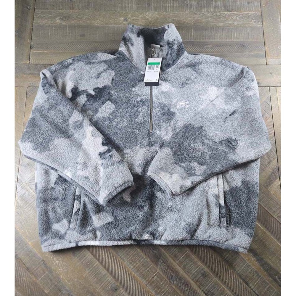 Nike Mens Dri-FIT Sherpa Fleece Quarter Zip Pullover Grey Camo XL NEW